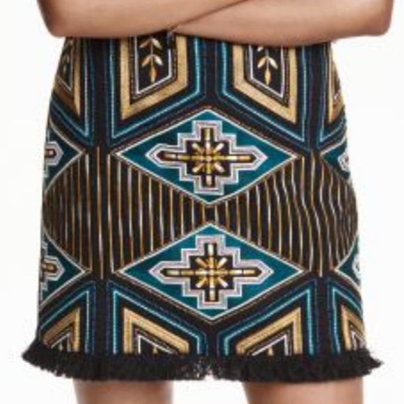 Size 4 H&M beaded fringed mini skirt - Picture 10 of 12